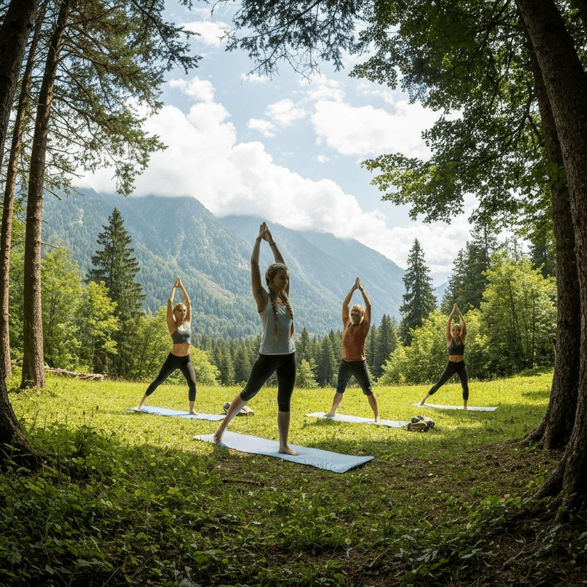 Yoga retreat in natural setting