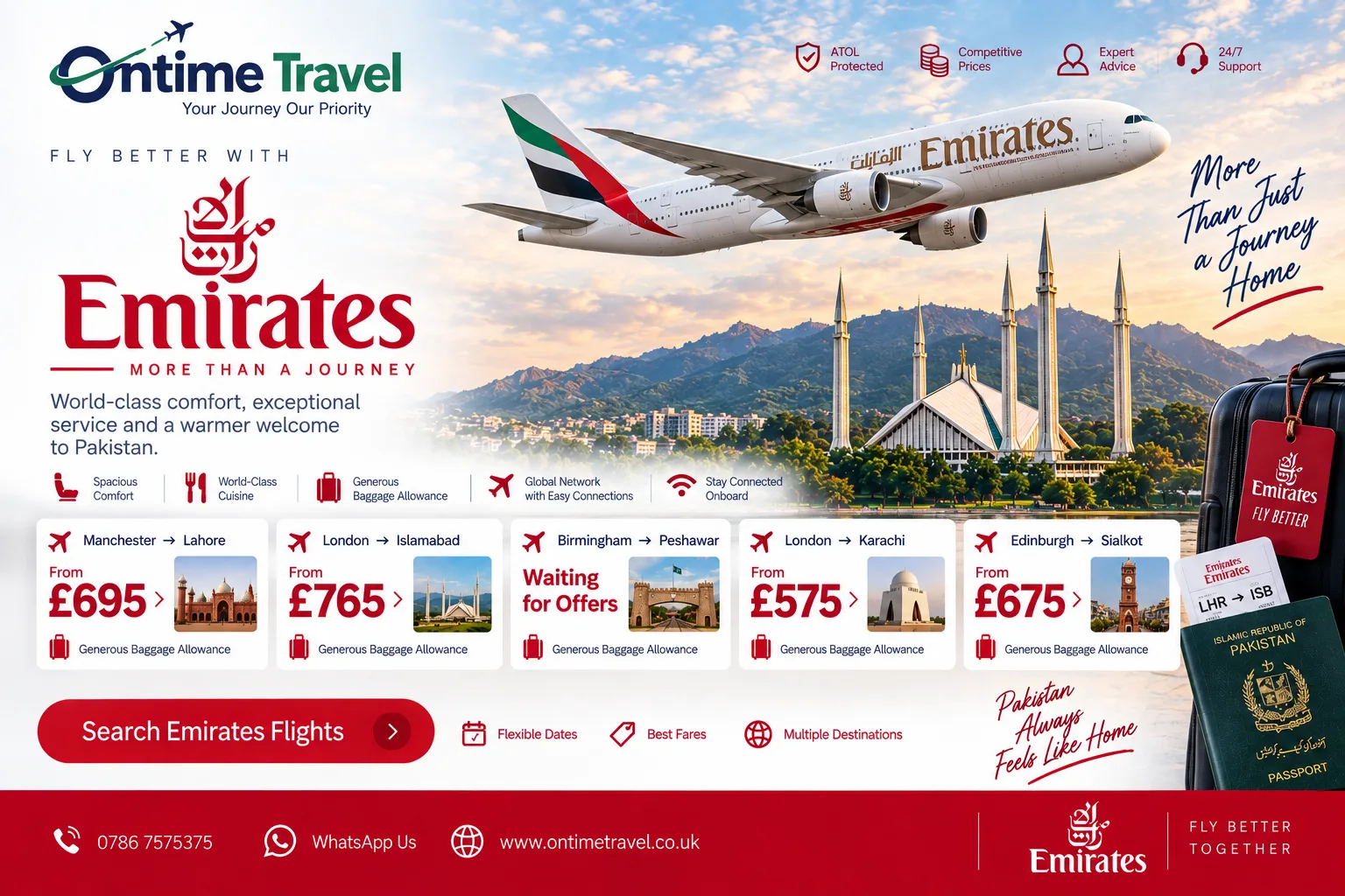 London to Pakistan with Emirates — compare airlines and get a quote