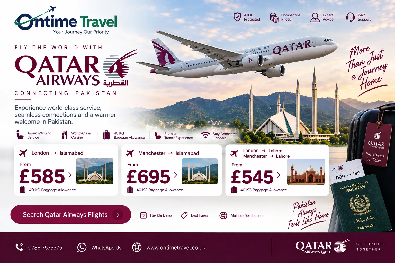 Manchester to Pakistan with Qatar Airways — compare airlines and get a quote